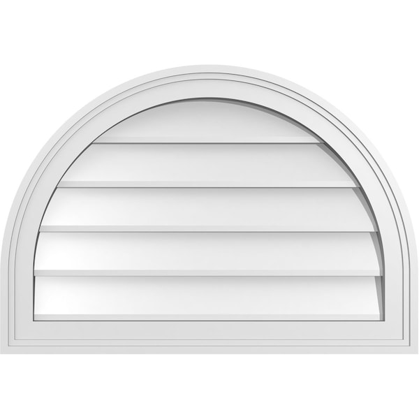 Ekena Millwork Round Top Surface Mount PVC Gable Vent w/ 2"W x 1-1/2"P Brickmould Frame, 26"W x 18"H GVPRT26X1802SN - main